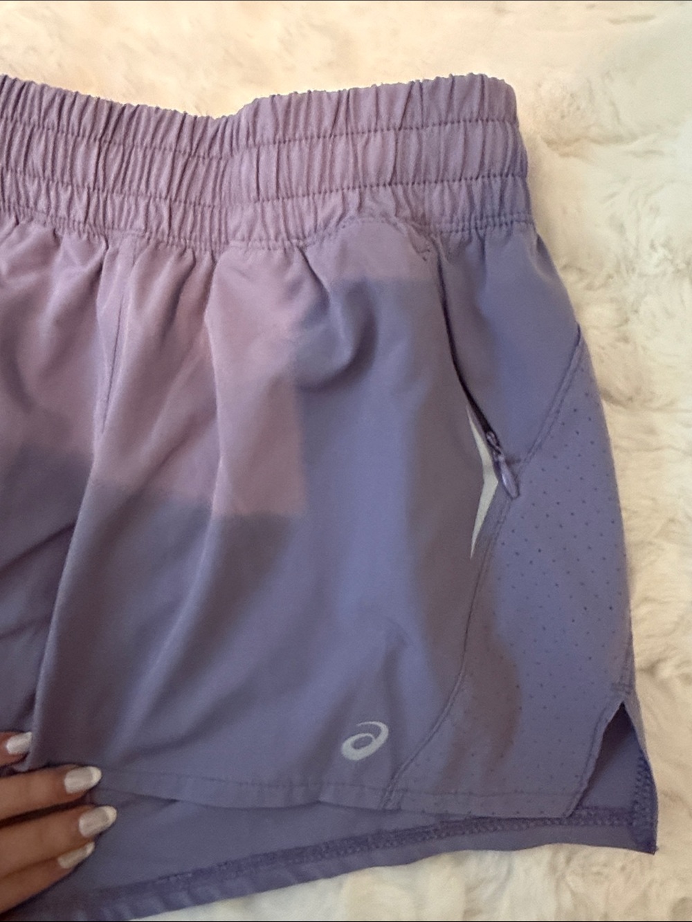 Asics Women's Lavender Athletic Shorts with Elastic Waistband - Picture 4 of 5